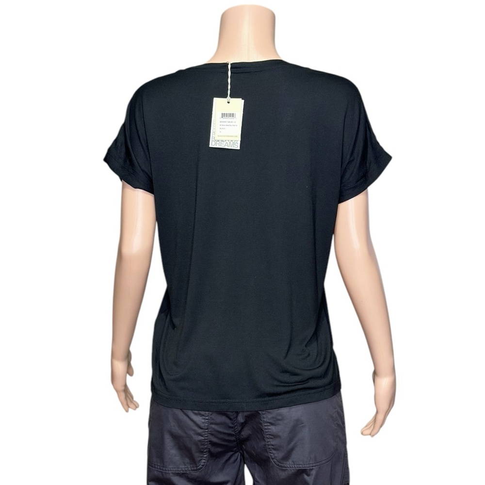 BAREFOOT DREAMS Malibu Collection Modal Boxy V-neck Tee, Black, Medium - Picture 6 of 9